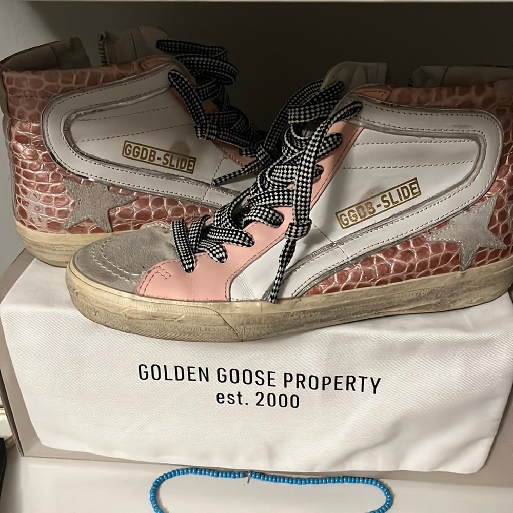 Pink Golden Goose Zip Up High Tops Size 38